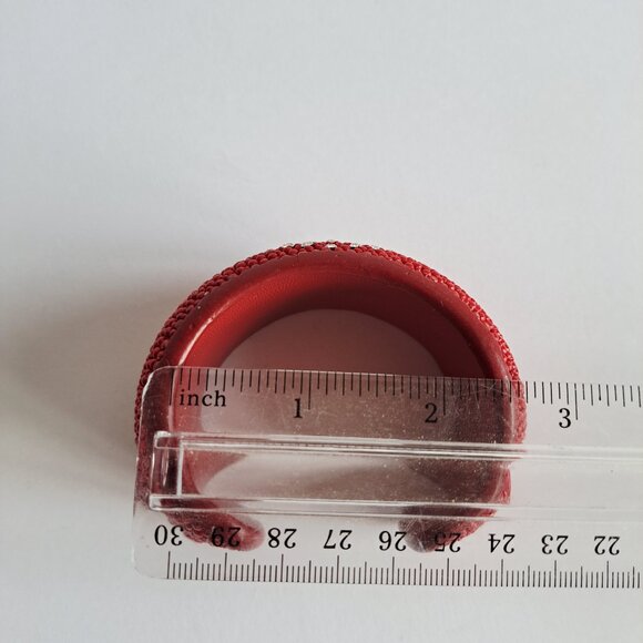 Women's Red Stingray Cuff Bracelet with Peace Crystal Sign - Picture 9 of 14